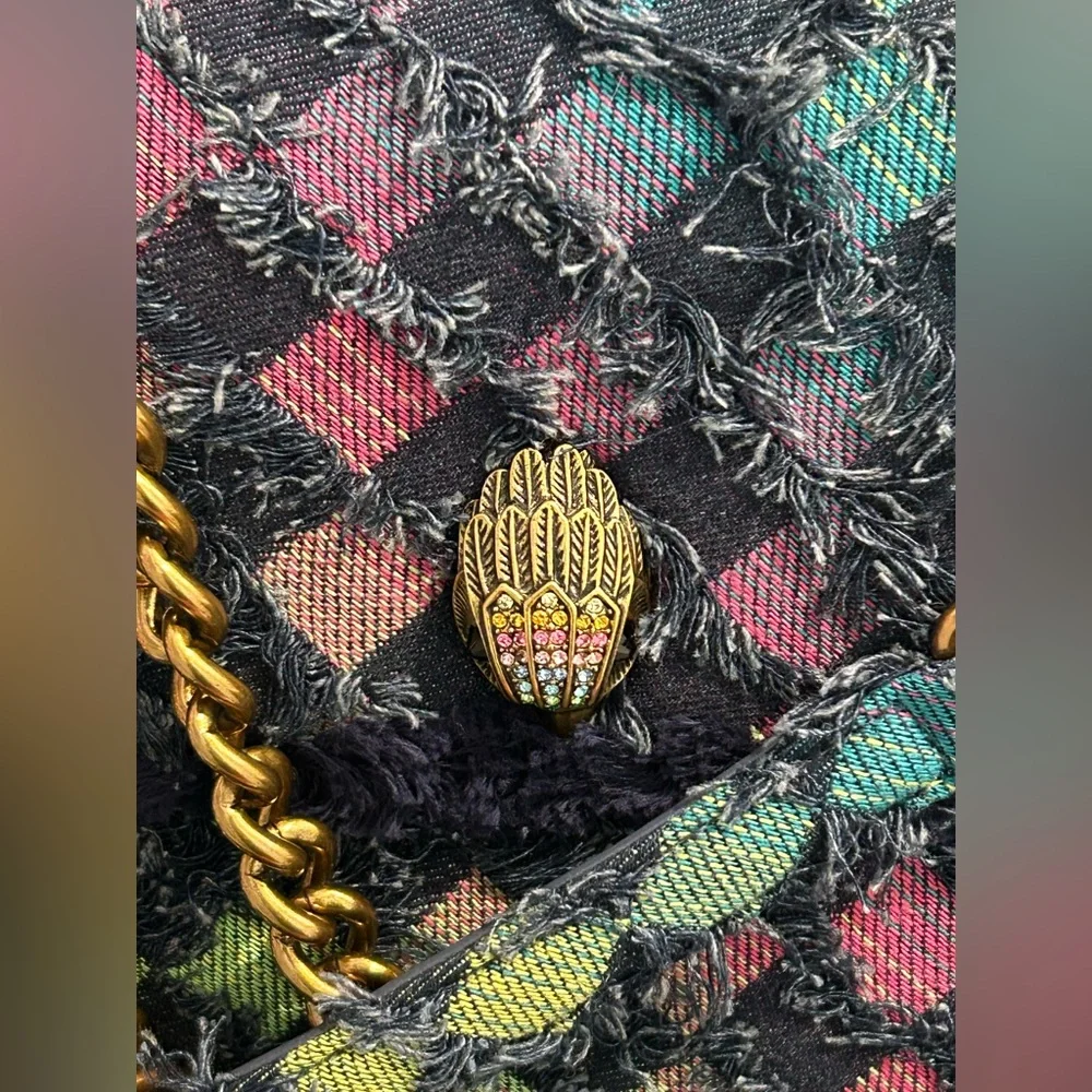Kurt Geiger Multicolor Tweed Shoulder Bag with Gold Chain - NEW - Picture 3 of 8